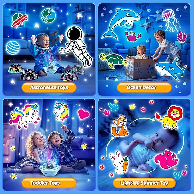 Onefire Star Projector Light Up Toys, Glow In The Dark Stars for Ceiling Projection Kids Toys,Dimmable Night Light Projector for Kids Room,Remote Dinosaur Toys for Boys,Dinosaur Gifts for Toddler Toys