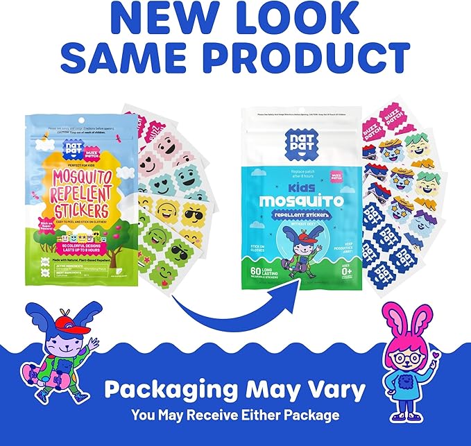 NATPAT Buzz Patch Mosquito Patch Stickers for Kids - Plant Based Ingredients, Non-Toxic - The Original All Natural Citronella Essential Oil Insect Patch, DEET Free, for Toddlers, Kids (60 Pack)