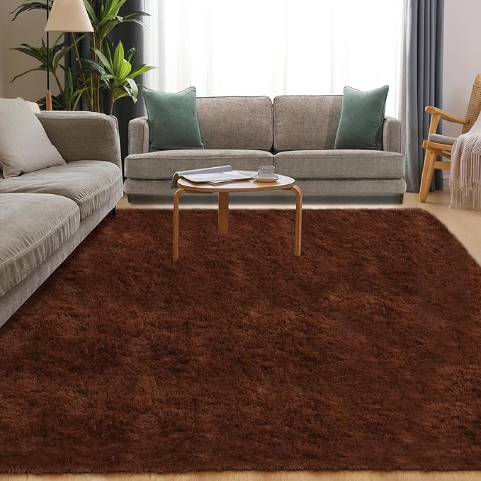 Luxury 4x6 Area Rug, Ultra Soft Rugs for Living Room, Plush Carpet Rugs for Bedroom, Non-Slip Indoor Rug for Nursery, Study Room, Playroom, Home Decor, Brown