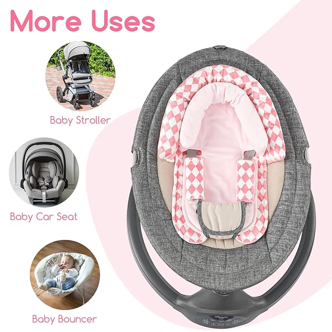 Baby Car Seat Head Support for Newborn, GFU 2 in 1 Infant Car Seat Head Body Support with Strap Pads, Soft Stroller Cushion Pillow Insert for Girls, Fits for Stroller, Swing, Pink