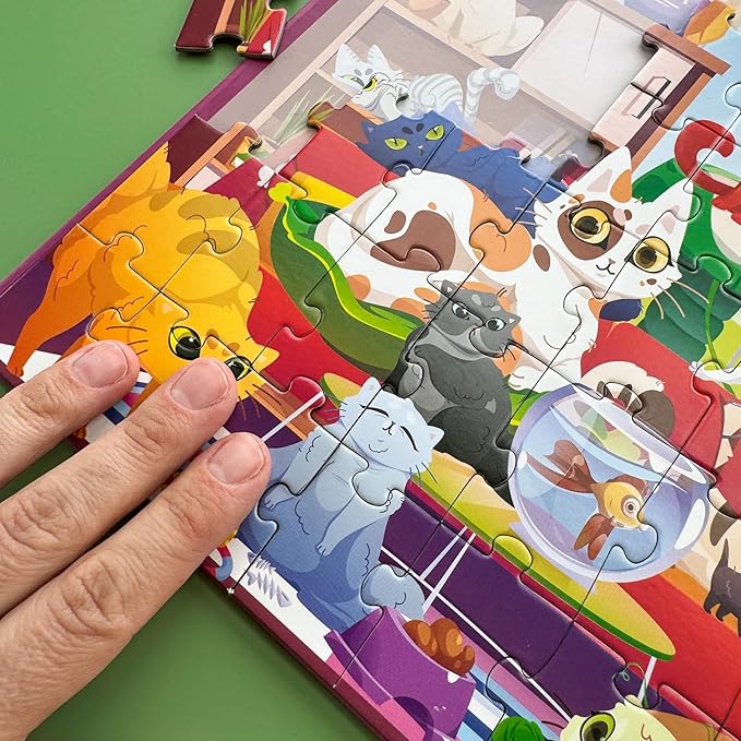 QUOKKA Magnetic Puzzles for Toddlers 3-4 - 2x48 Travel Puzzle Games for Kids Ages 3-5 Years Old - Car Activities Toy for Boys and Girls 4-6 yo - Cats & Dogs Learning Magnet for Road Trip