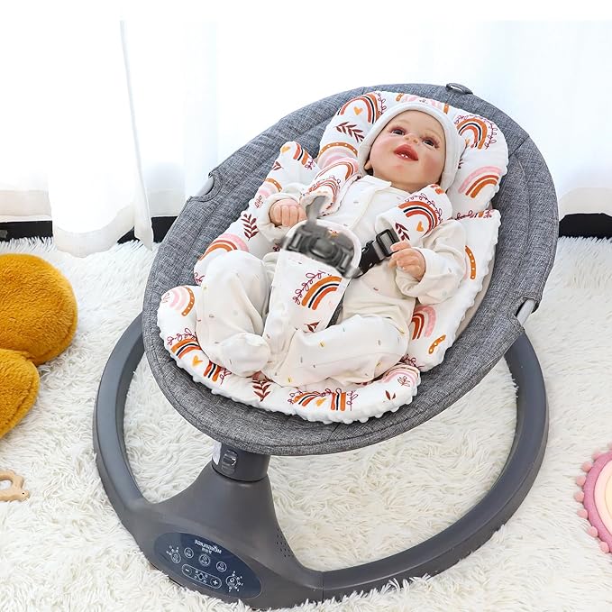 Pea Pod Infant Car Seat Insert with 3 Strap Covers, 3 in 1 Reversible Rainbow Baby Car Seat Head Support for Newborn, 3D Soft Minky Carseat Cushion for Preemie to Infant, Stroller, Swing, Bouncer