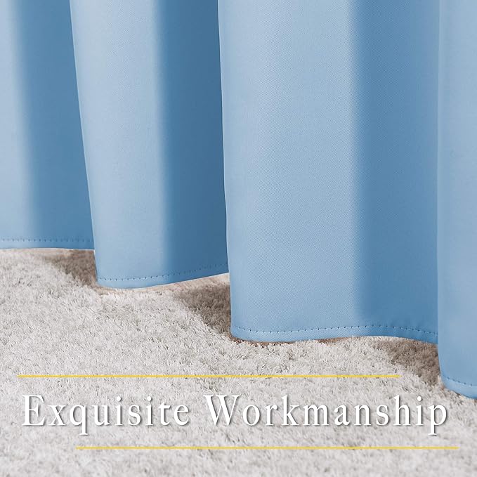 NICETOWN Blackout Window Curtains 72 inches Long, Thermal Insulated Grommet Room Darkening Window Treatments for Bedroom/Living Room, Blue, Set of 2, W37 x L72