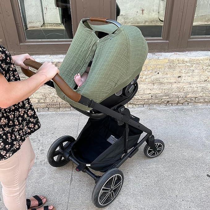 Little Unicorn Breathable Car Seat Canopy | Magnetic Closure Cover & Universal Fit | Protection & Privacy for Baby (Fern)