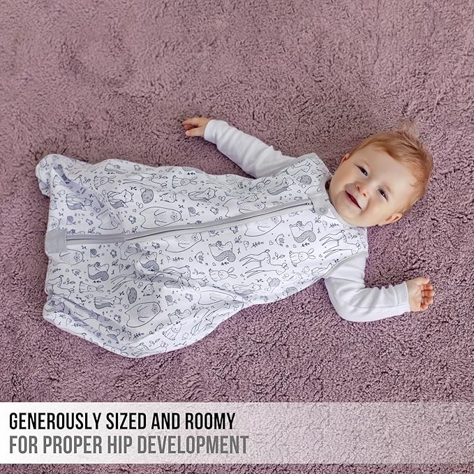 Baby Sleep Sack 1.0 TOG, Organic Cotton Baby Wearable Blanket with Two-Way Zipper, Swaddle Transition Baby Sleeping Bag, All-Season Sleep Sack for Newborn Infant Toddler Boy Girl, 2-Pack, 0-6 Month