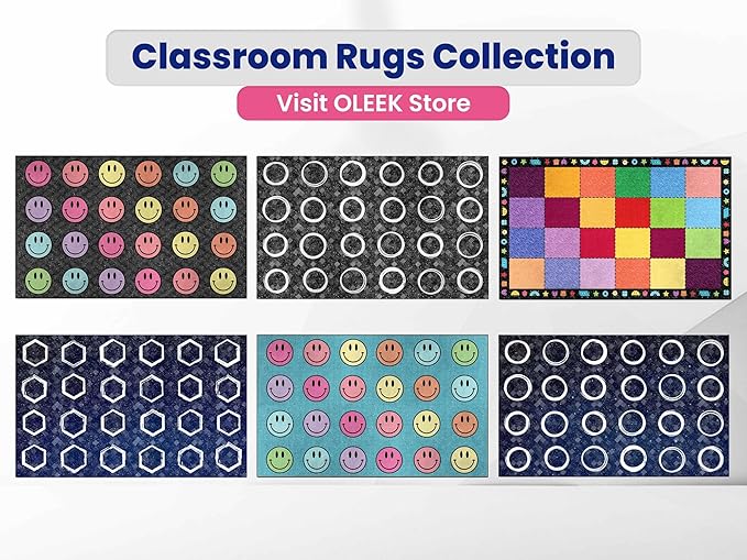 OLEEK Large Classroom Rug Elementary 8x13 - Classroom Rugs for Kids Room - Classroom Carpet Elementary - Kids playroom Rug 8 x 13 - Preschool Rugs for Classroom - Schoolgirl Style Classroom Decor