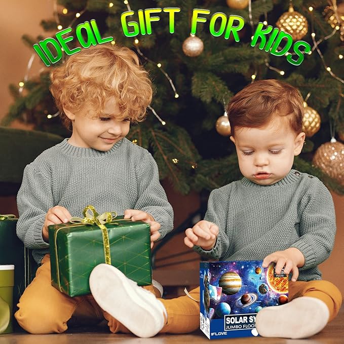 Jumbo Floor Puzzle for Kids Ages 4-8,Solar System Jigsaw Puzzles,48 Piece Space Large Puzzles for Toddler Ages 3-5,Preschool Learning Planets Toys Christmas Birthday Gift for Boys Girls