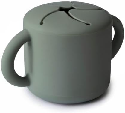 mushie Silicone Snack Cup | Spill Proof Food Container for Toddler and Baby (Dried Thyme)