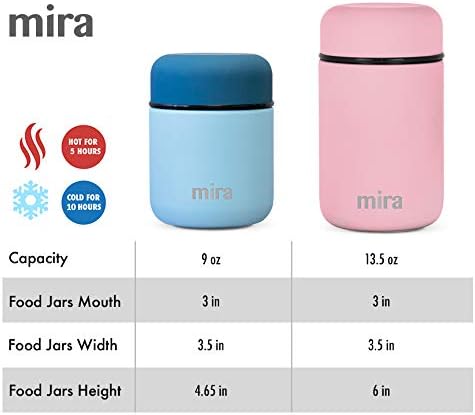 MIRA 9oz Insulated Food Jar Thermo for Hot Food & Soup, Compact Stainless Steel Vacuum Lunch Container - White