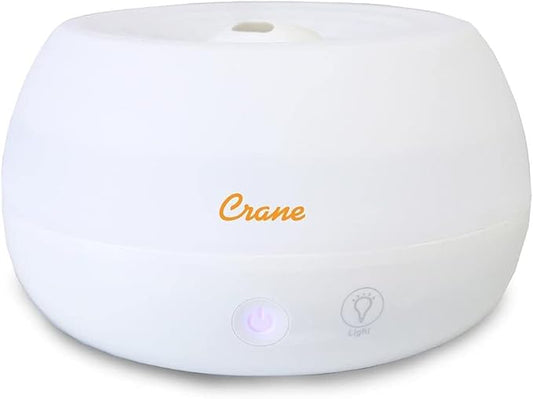 Crane Portable Ultrasonic Travel Humidifier and Diffuser, 0.2 Gallon Cool Mist, Optional Essential Oil Diffuser, No Filter Needed, White