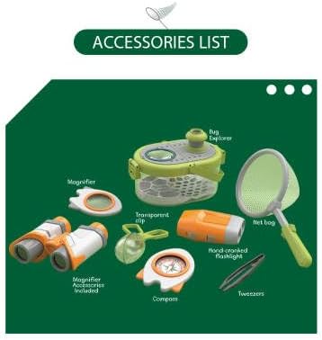 LittleCub Bug Hunting Kits for Children - 10 Pcs Bug Catcher for Kids, Kids Insect Explorer kit, Educational Toys Includes an Observation Box, Magnifier, Compass, Tweezers, Flashlight, and Net Bag