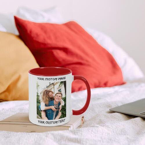 Personalized Coffee Cup with Photo, Logo or Text - Custom Both Sides Printed Mug for Him & Her - Unique Customized Gifts with Names - White