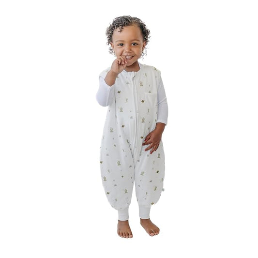 Tealbee DREAMSUIT: Toddler Sleep Sack with Feet 12-18 Months, 18-24 Months - 0.8 TOG Lightweight Summer Baby Wearable Blanket for Walkers - Rayon Made from Bamboo, Organic Cotton Sleeping Bag - Cactus