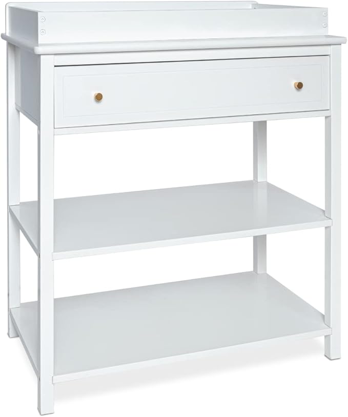 Milliard Nursery Dresser and Baby Changing Table with Storage & Removable Diaper Changing Top, White Modern Diaper Changing Station, Includes Spacious Drawer and Shelves, 18.5 x 35.5 x 40 inches