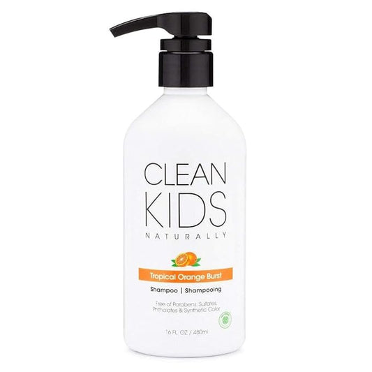 Clean Kids Naturally Tropical Shampoo- EWG Verified, All-Natural, Coconut-free, Gluten-free, Vegan, and Cruelty-free, Paraben-Free (16 Fl Oz, Orange Burst)
