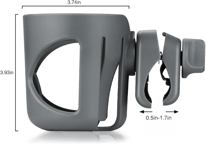 Accmor Universal Cup Holder, Stroller Cup Holder, 360° Rotatable Large Caliber Designed Bottle Holder for Stroller, Bike, Wheelchair, Walker, Scooter, Grey