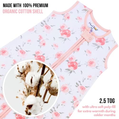 Mama Cheetah Baby Sleep Sack 2.5 TOG, Winter Baby Sleeping Bag with 2-Way Zipper, Organic Cotton Swaddle Transition Wearable Blanket for Boy Girl Infant Toddler, 6-12 Months, 1-Pack