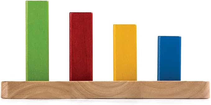 PlanToys Wooden Sorting and Stacking Geometric Peg Board (5125) | Sustainably Made from Rubberwood and Non-Toxic Paints and Dyes