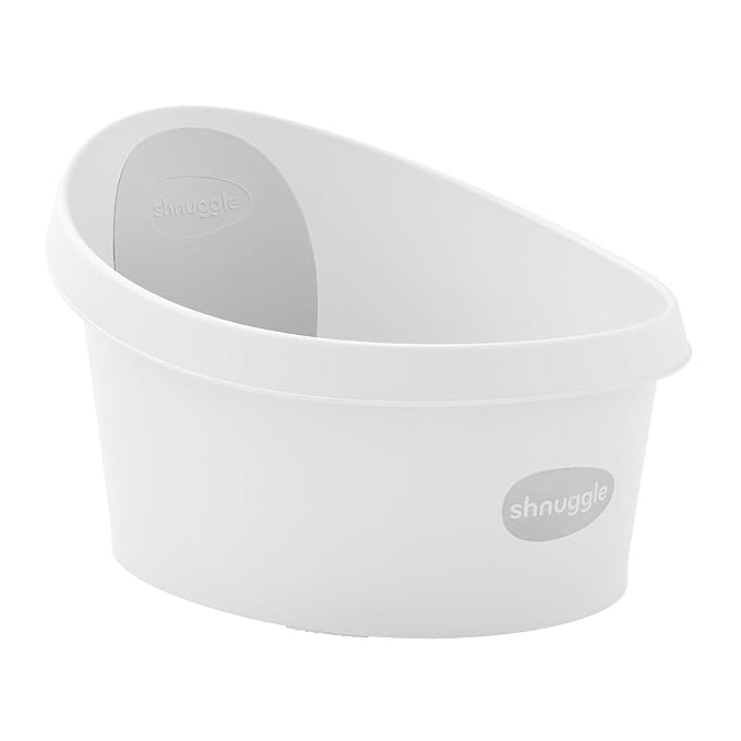 Toddler Bath Tub | Larger Bath for Bigger Kids at Bathtime | Includes Warm and Soft Foam backrest | Grippy Anti-Slip Surface | Includes Easy Drain Bath Plug | White & Grey