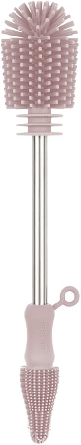 Haakaa Silicone Cleaning Brush Kit – Household Cleaning Brushes for Bottles and Crevices – Food-Grade Silicone: Dishwasher Safe (Brush-Blush)