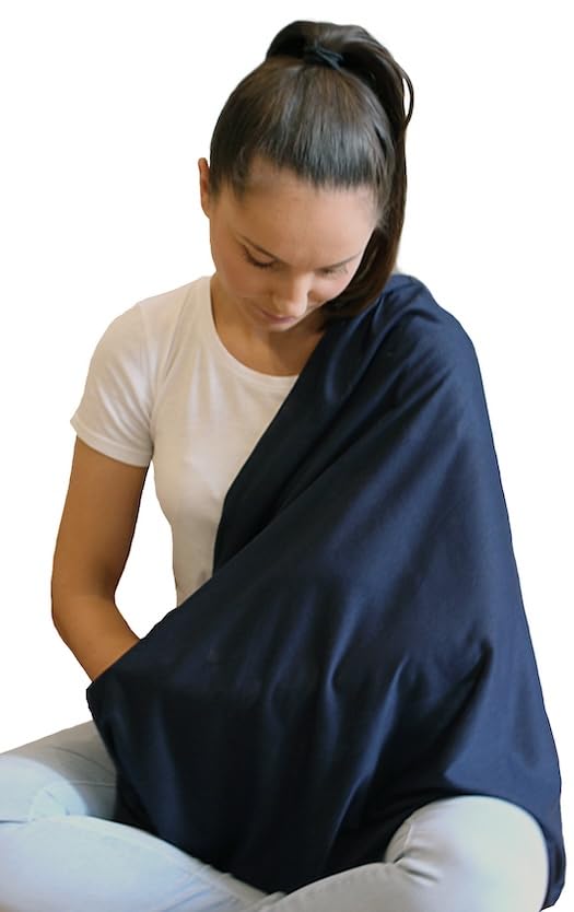 LK Baby Infinity Nursing Scarf Breastfeeding Cover Ultra Soft Premium Jersey Polyester- 100% AZO free and Safe for Baby (Navy Blue)