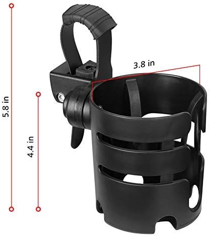 Accmor Stroller Cup Holder with Adjustable Strap, 360 Degree Rotatable Universal Cup Holder for Uppababy, Nuna, Doona Stroller, Drinks Holder for Wheelchair, Walker, Rollator