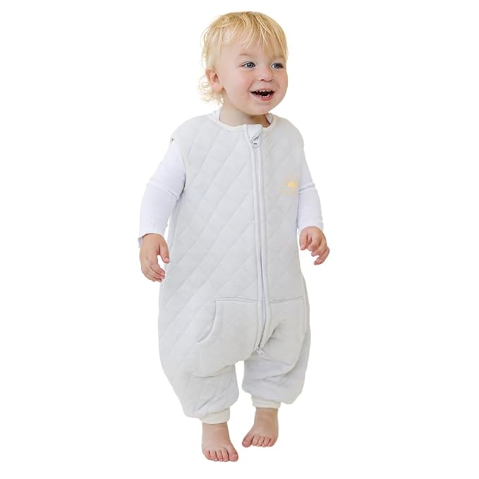 Tealbee DREAMSUIT: Toddler Sleep Sack with Feet 3T 4T - 1.2 TOG Four Season Baby Wearable Blanket for Walkers - Rayon made from Bamboo, Organic Cotton Sleeping Bag - Sunshine