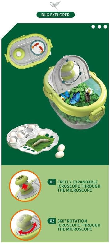 LittleCub Bug Hunting Kits for Children - 10 Pcs Bug Catcher for Kids, Kids Insect Explorer kit, Educational Toys Includes an Observation Box, Magnifier, Compass, Tweezers, Flashlight, and Net Bag