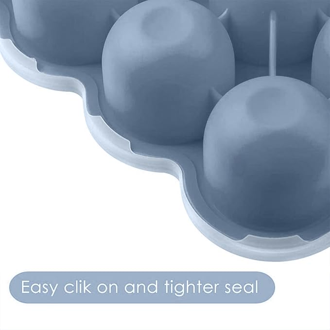 Samuelworld Baby Food Storage Container, 12 Portions x 2.5oz - BPA Free Silicone Freezer Tray with Clip-On Lid for Breast Milk Storage, Homemade Baby Food, Vegetable & Fruit Purees - Navy Blue