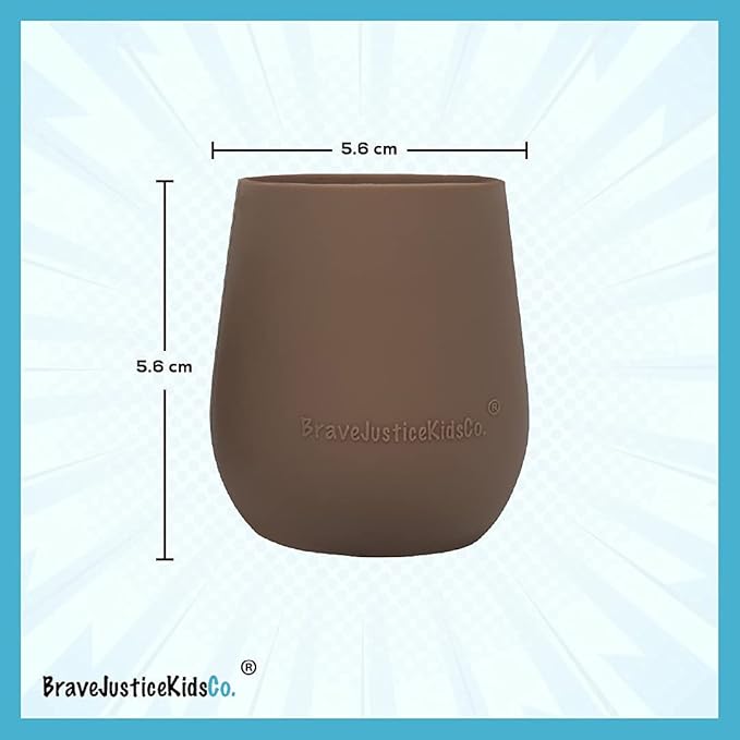 | Teenie Tiny™ Silicone Developmental Baby-Led Weaning Drinking Cups (2 pack) (Warm Taupe and Blue Fusion)