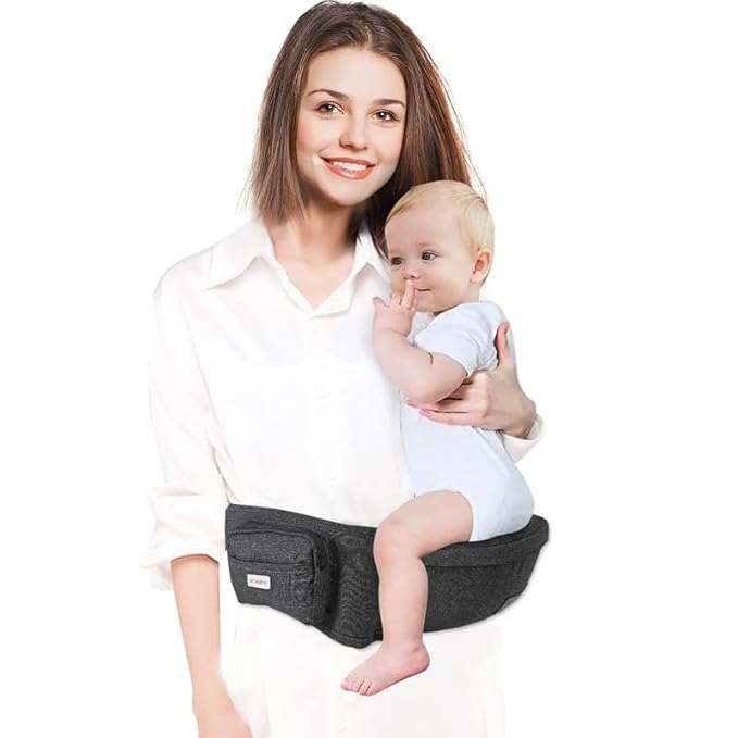 Baby Hip Carrier, Hip Seat Baby Carrierwith Adjustable Waistband, Ergonomic No-Slipped Seat, Breathable Materials for Newborns to Toddlers（Black