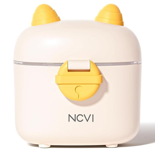 NCVI Formula Dispenser On the Go, Portable Baby Travel Milk Powder Formula Container Holder to Go with Scoop Suitable for Diaper Bag Backpack, Ready to Brew Milk Newborn Infant (White Sheep)