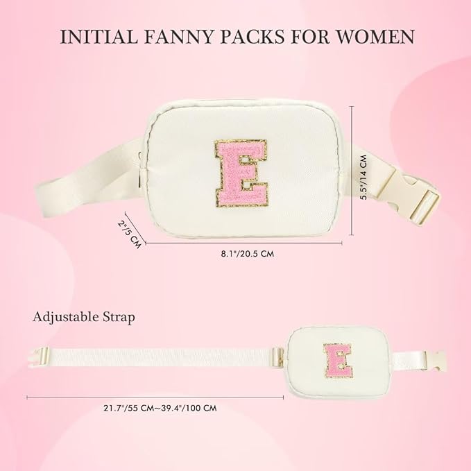 YOOLIFE Gifts for Girls - 5 6 7 8 9 10 11 12 13 14 15 16 Year Old Girls Birthday Gifts for Teen Girls, Preppy Stuff for Teen Girls Teenage Girl Gifts, Initial Crossbody Bag Belt Bag, White P