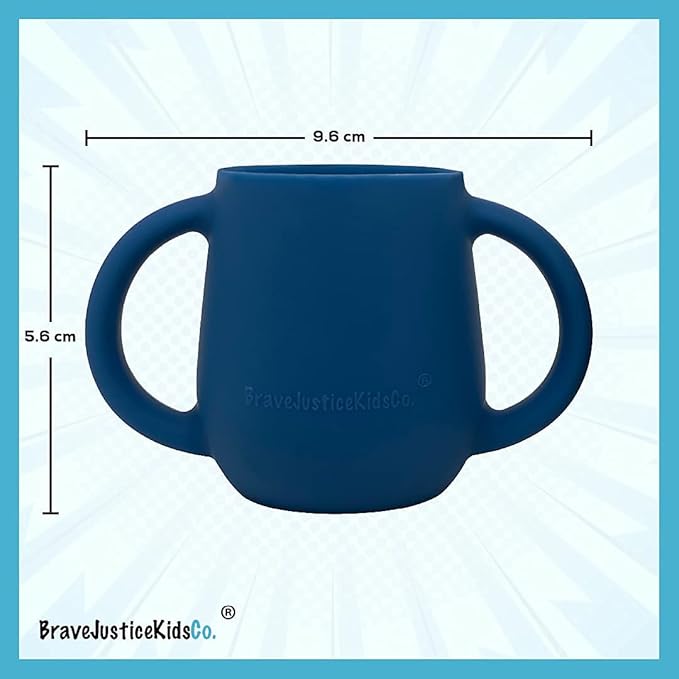 | Teenie Tiny™ Silicone Developmental Baby-Led Weaning Drinking Cups (2 pack) (Warm Taupe and Blue Fusion)