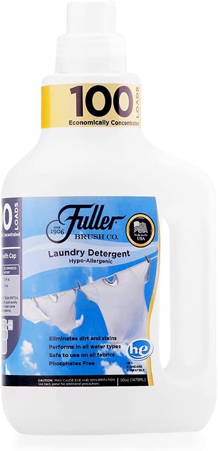 Fuller Brush 100 Laundry Detergent - Hypoallergenic, Unscented & Dye Free Clothe Washing Formula For Washing Infant/Baby Clothing - Mild Cloth Cleaning Products For All Skin Types (Pack of 2)