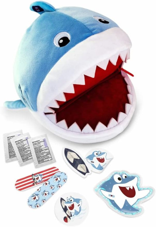 Plush Aid Kit for Home - First Aid Kit for Kids - Toddler First Aid Kit - Mini Boo Boo Kit – Mini Emergency First Aid Classroom – Finn Shark Plush Bag