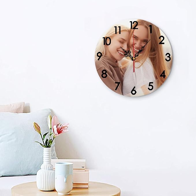Generic Custom Clocks for Walls Personalized Wall Photo Customized Round Clock for Birthday Wedding Present Family Friends Gifts, 12x12Inch