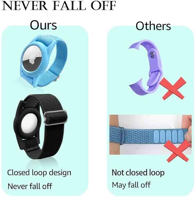ThingsBag 4 Pack Kids Bracelet for AirTag, Holder with Adjustable Stretchy Nylon Watch Band, Anti-Lost for Apple Air Tag Case Loop for Child, Toddler, Wallet, AirTag Wristband Kids (Colorful)