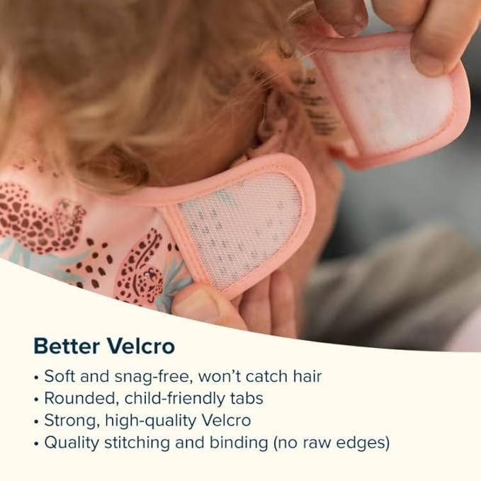 Tiny Twinkle Mess Proof Baby Bib - Waterproof & Lightweight Baby-Led Weaning Apron | 100% Recycled Polyester, Easy Clean & Machine Washable (Floral Pop, Small 6-24 Months)