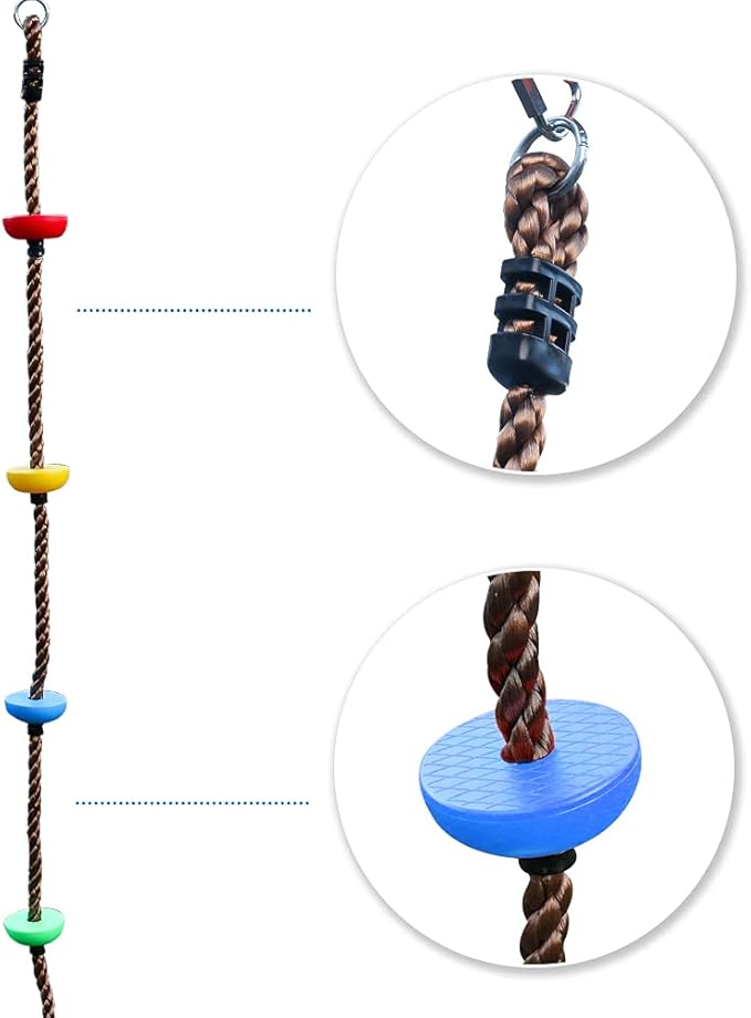 6.56ft Climbing Rope Swing with Treads Climbing Rope Plate Swing Hanging Swing Ninja Rope Accessories