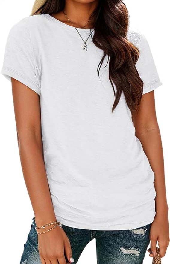 Soft Short Sleeve Shirts for Women, Crew Neck T Shirts for Women Loose Fitting Lightweight Top Basic Tee Shirt