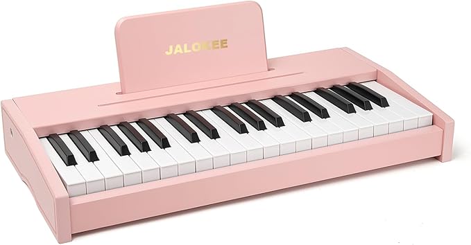 Kids Piano Keyboard, Digital Piano for Kids, Music Educational Instrument Toy, Wood Toy for 3+ Girls and Boys (Pink, 37 Keys)