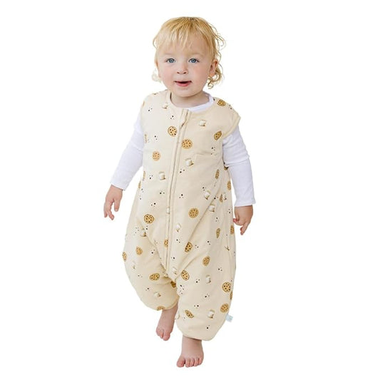 Tealbee Dreamsuit: Toddler Sleep Sack with Feet 3T 4T - 1.5 TOG Winter Baby Wearable Blanket for Walkers - Rayon made from Bamboo, Organic Cotton Sleep Bag - Cookies