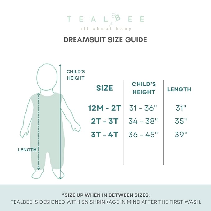 Tealbee DREAMSUIT: Toddler Sleep Sack with Feet 3T 4T - 1.2 TOG Lightweight Baby Wearable Blanket for Walkers - Rayon made from Bamboo, Organic Cotton Sleeping Bag - Love Milk