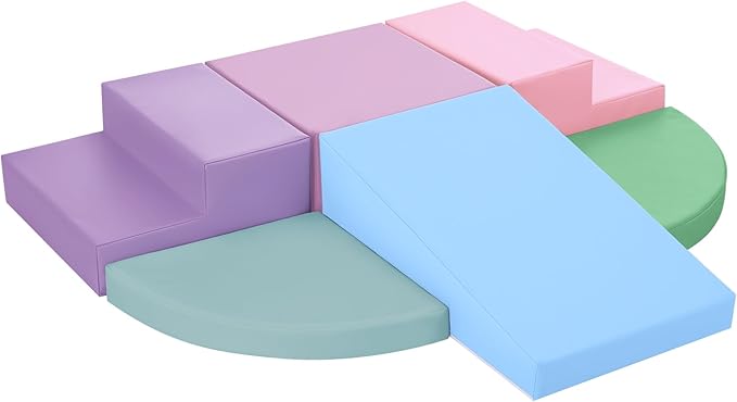 6-Piece Foam Climbing Blocks for Toddlers: Colorful Climbing Gym PU Leather Baby Foam Building Blocks Indoor Toy