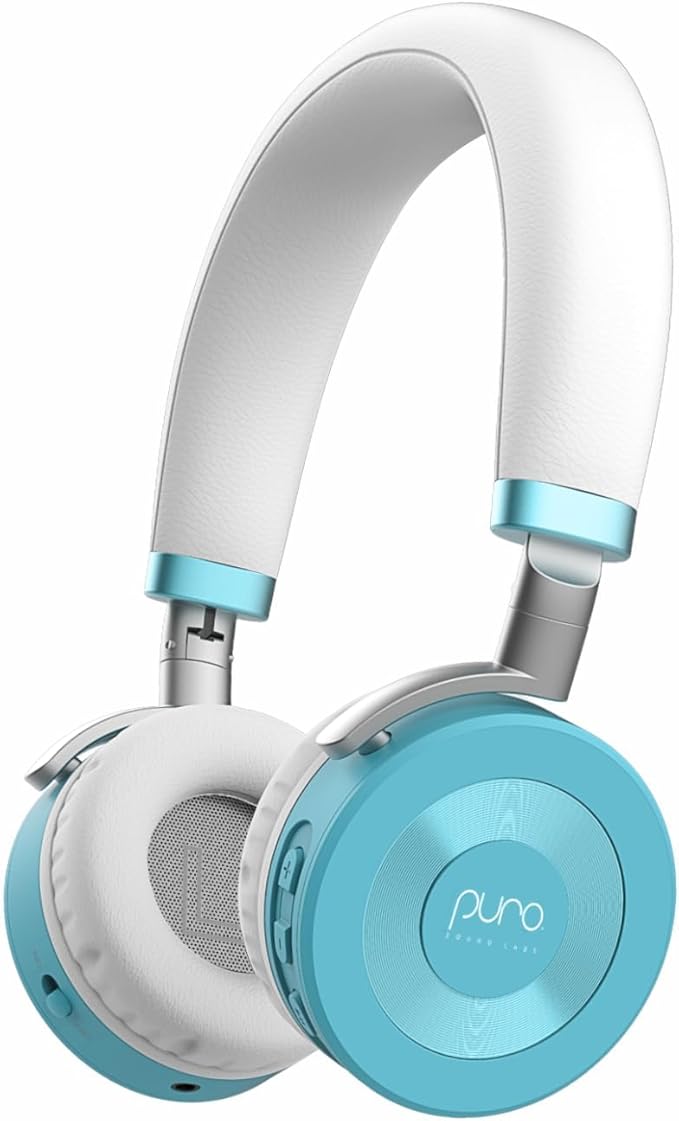 Puro Sound Labs JuniorJam Plus Volume-Limiting Wireless Bluetooth Headphones for Kids, Secure Audio with Adjustable On-Ear Design, 22-Hour Battery, Ideal for Tablets, Smartphones & PCs - Teal