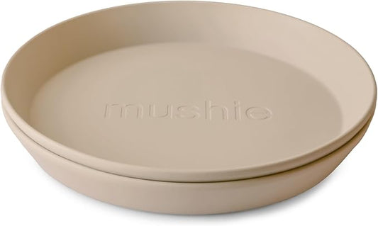 mushie Round Dinnerware Plates for Kids | Made in Denmark, Set of 2 (Vanilla)