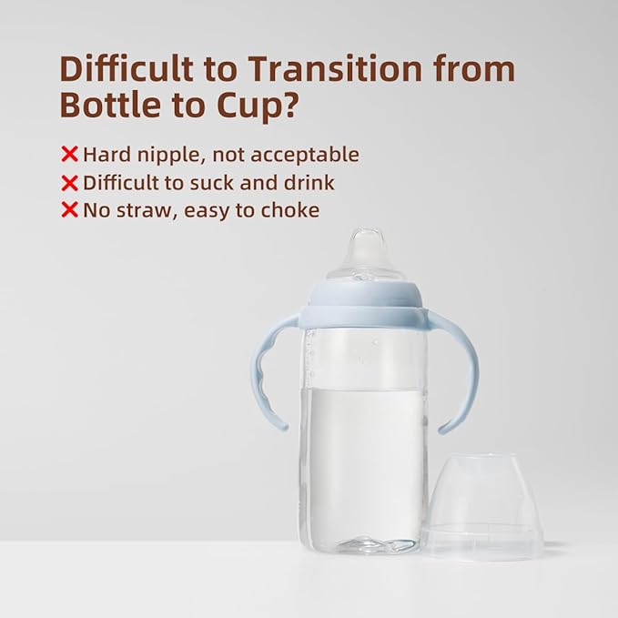 Thyseed Infant Spill Proof Weighted Straw Sippy Cups with Handles and Lids Breastfed Baby First Soft Spout Top Training Water Cup Toddler Boy Girl No Leak Transitioning Bedtime Milk Bottles 6 Months+