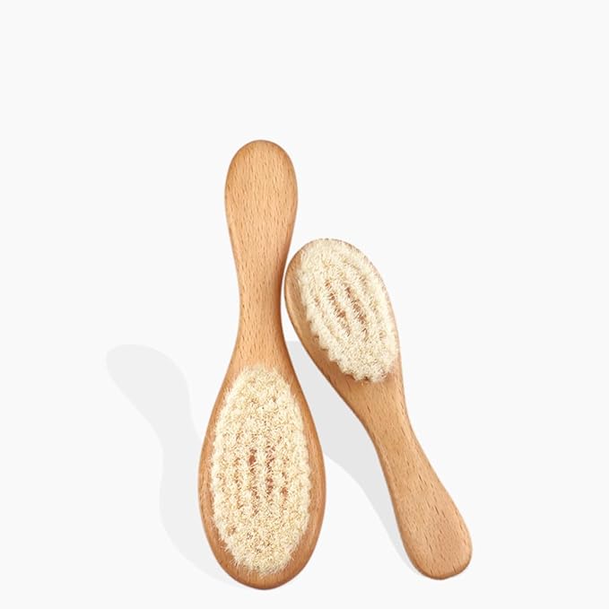 BoAn Wooden Baby Hair Brush,Natural Soft Goat Bristles,Cradle Cap Brush for Newborns & Toddlers,Perfect Scalp Grooming Product for Infant