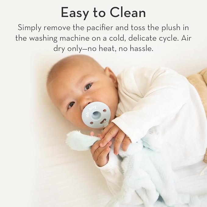 Pacifier Holder with Detachable Pacifier by Bella Tunno, Soft Animal Lovey Snuggle Toy Attaches to Teethers, Baby Gift for Newborn Boys and Girls, Babies 0+ Months, Dog